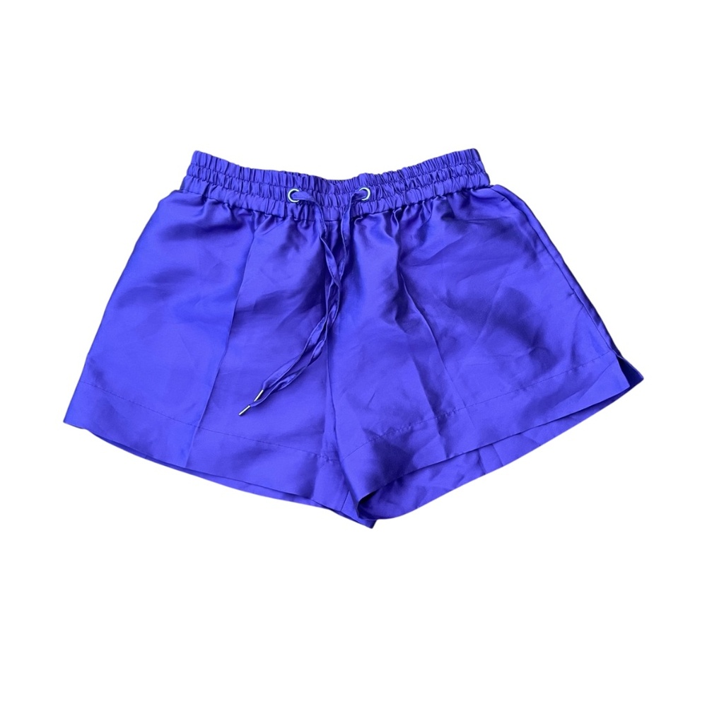 Sandro Satin Drawstring Shorts Purple Silk Blend